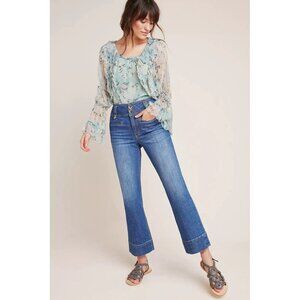 Anthropologie Pilcro High-Rise Cropped Flare Jeans Medium Wash Size 30 Boho